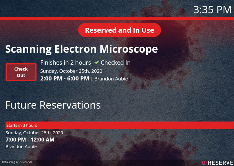 Resource check-in and reservation kiosk